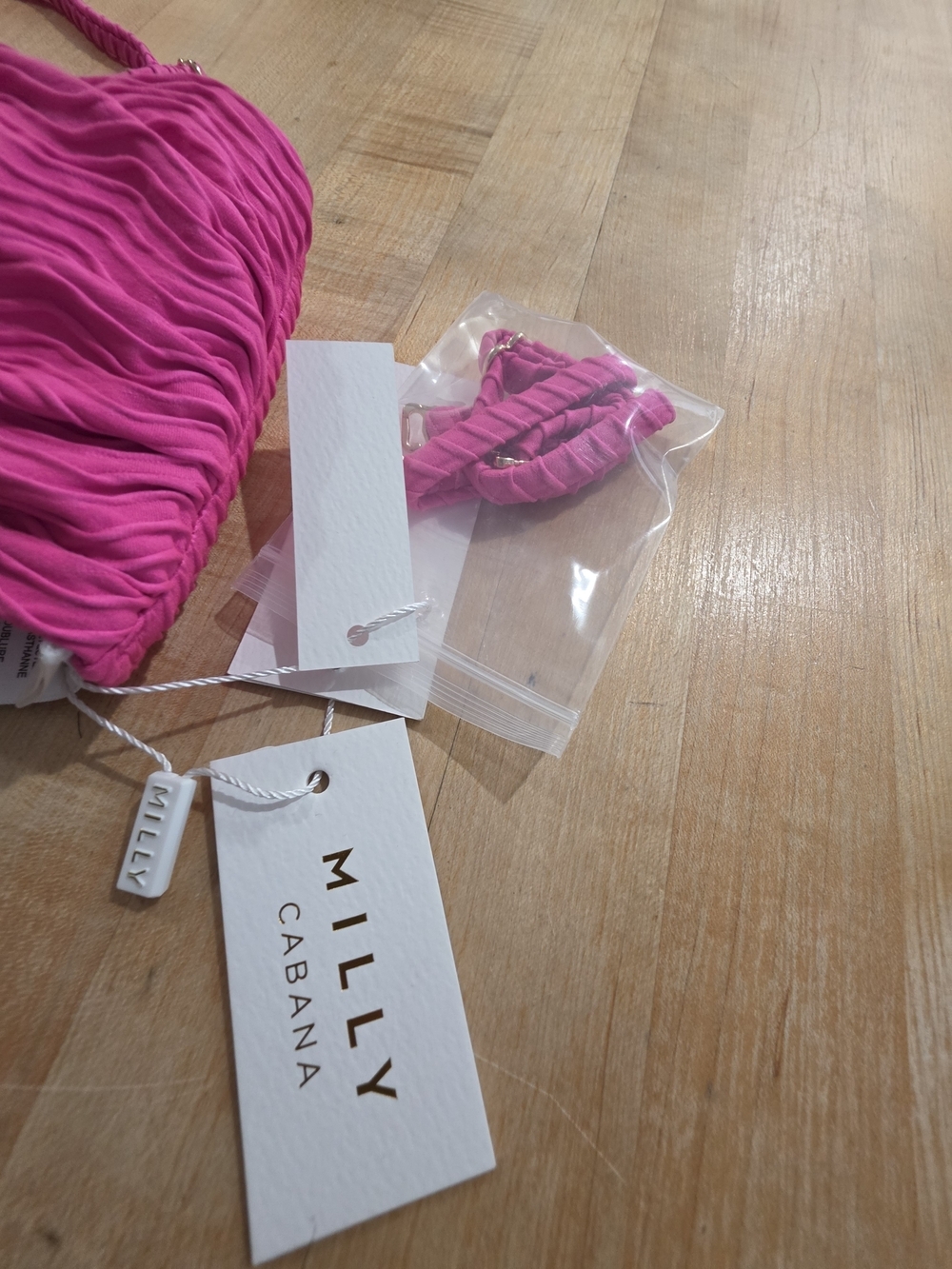 Milly Hot Pink Wavy Bandeau Swim Top Size L - Picture 4 of 6